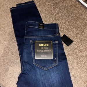 RACHEL Rachel Roy Women's Mid-Rise Ankle Skinny Jeans - Dark Blue